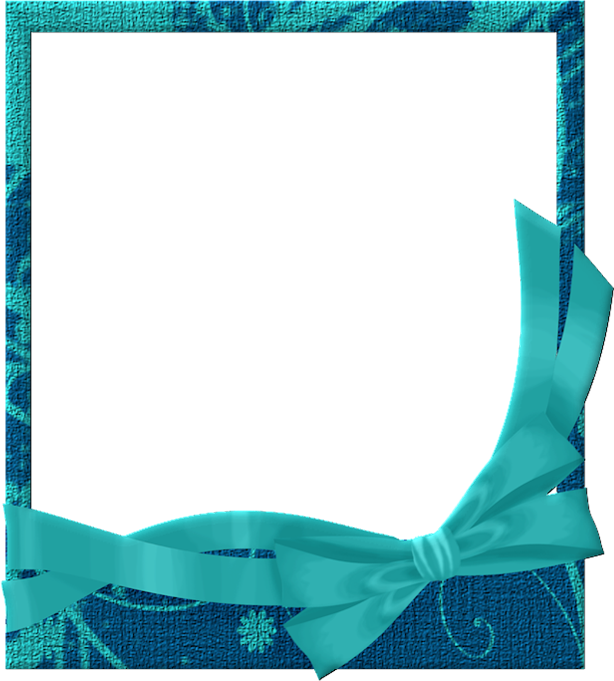 Blue Textured Framewith Ribbon PNG Image