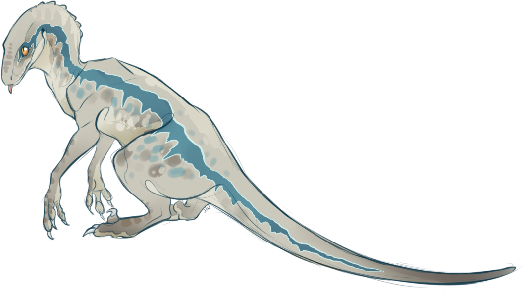 Blue Themed Velociraptor Illustration PNG Image