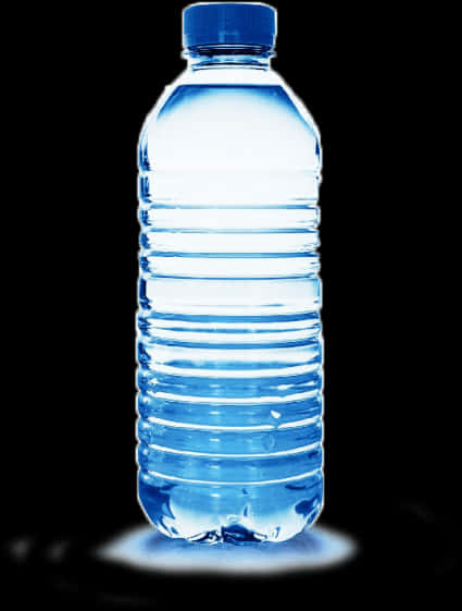 Blue Tinted Water Bottleon Black Background PNG Image