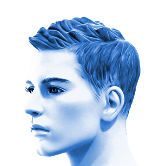 Blue Toned Profile Portrait PNG Image