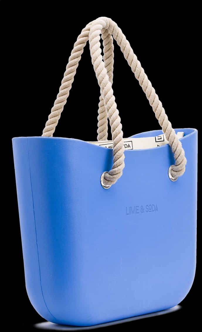 Blue Tote Bagwith Rope Handles PNG Image