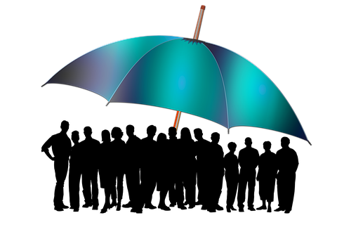 Blue Umbrella Black Background PNG Image