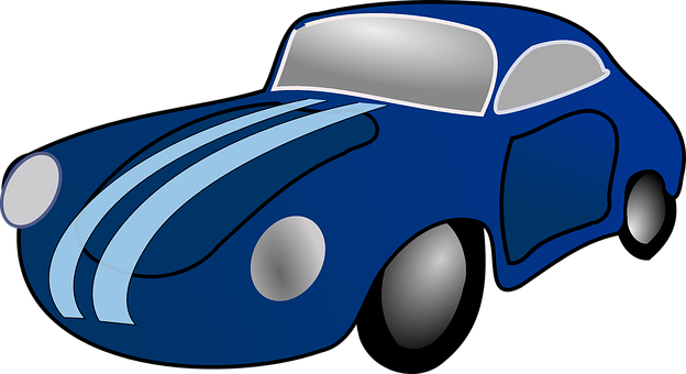 Blue Vintage Car Illustration PNG Image