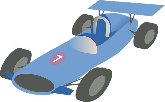 Blue Vintage Racecar Illustration PNG Image