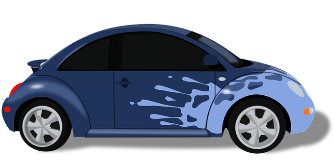 Blue Volkswagen Beetle Cartoon PNG Image