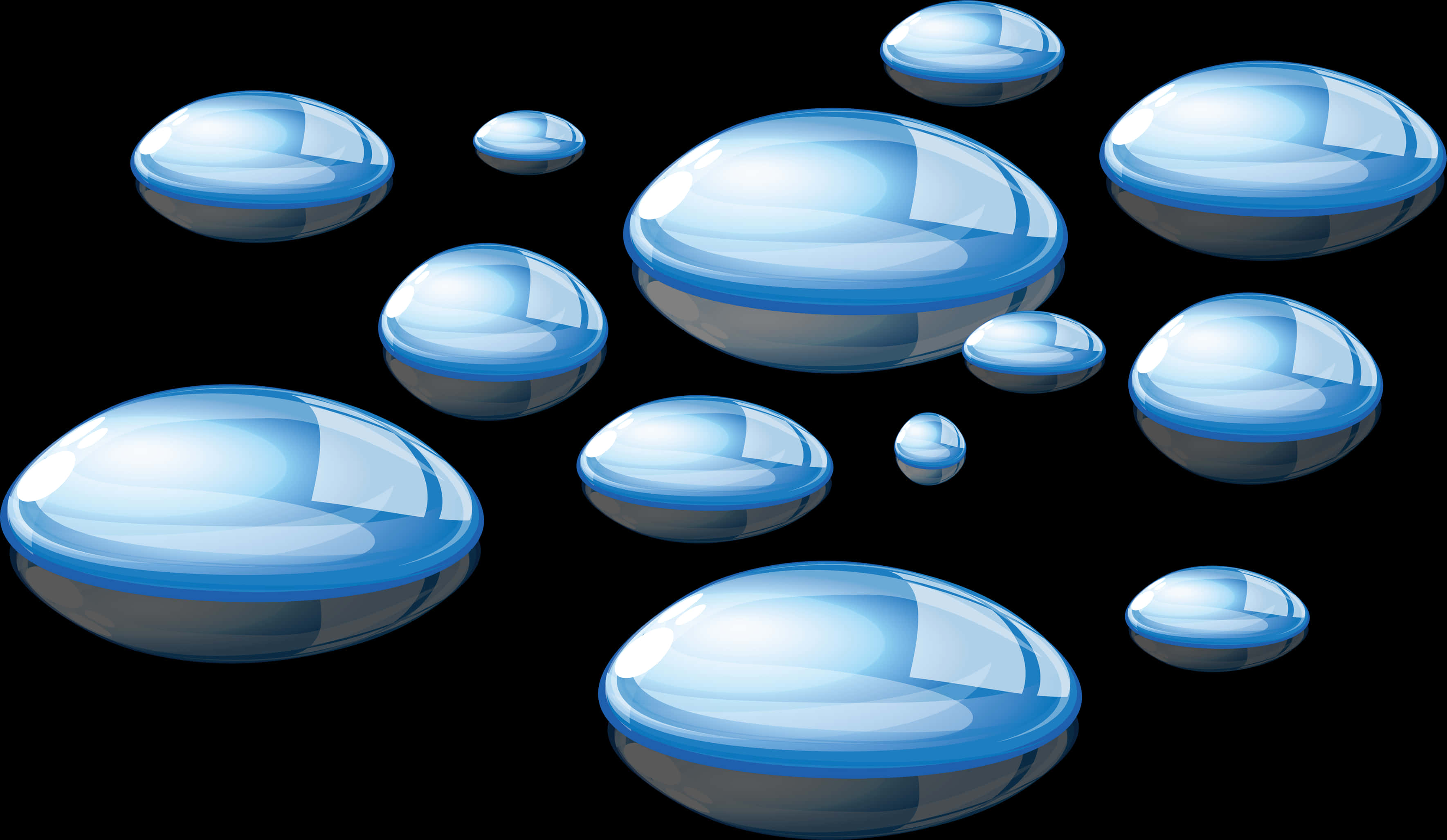 Blue Water Drops Illustration PNG Image