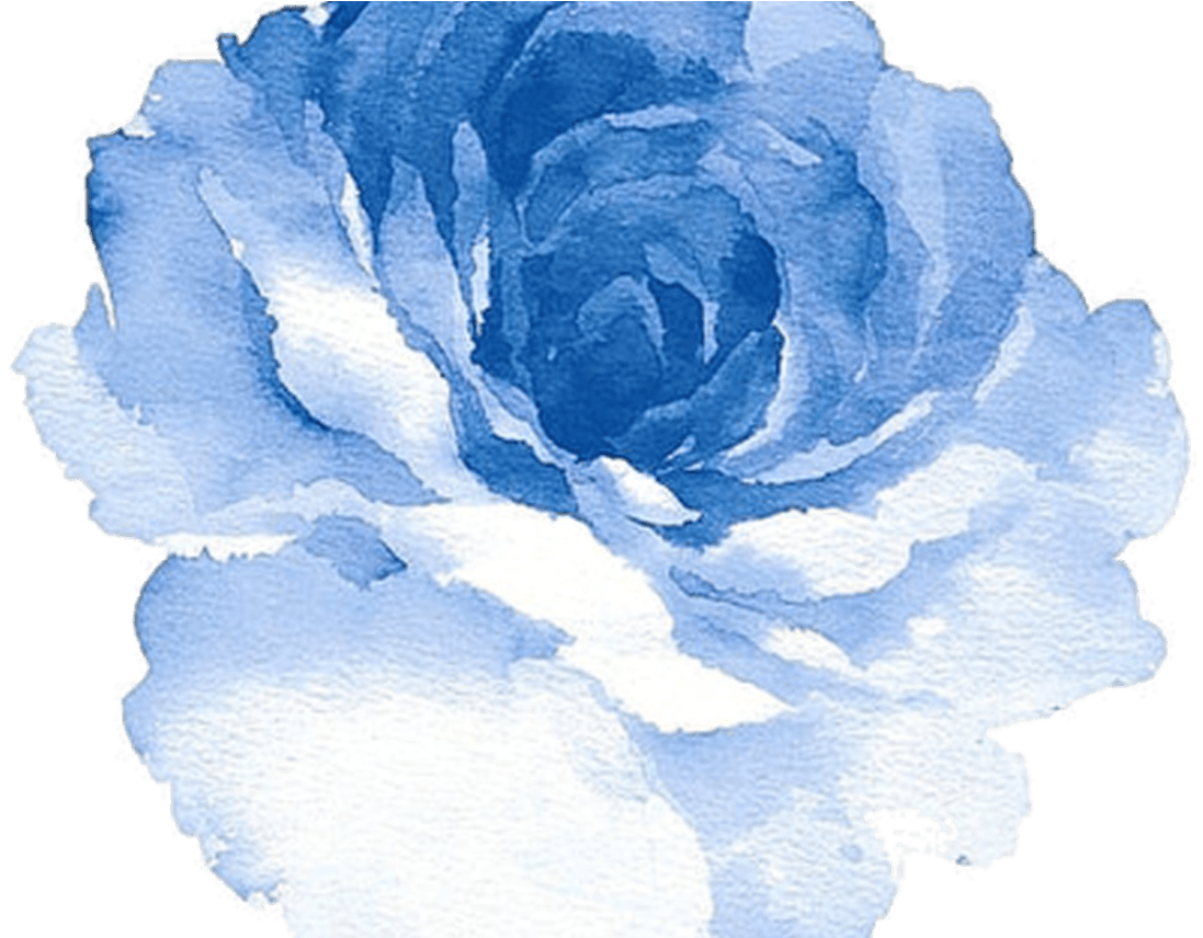 Blue Watercolor Rose Artwork PNG Image