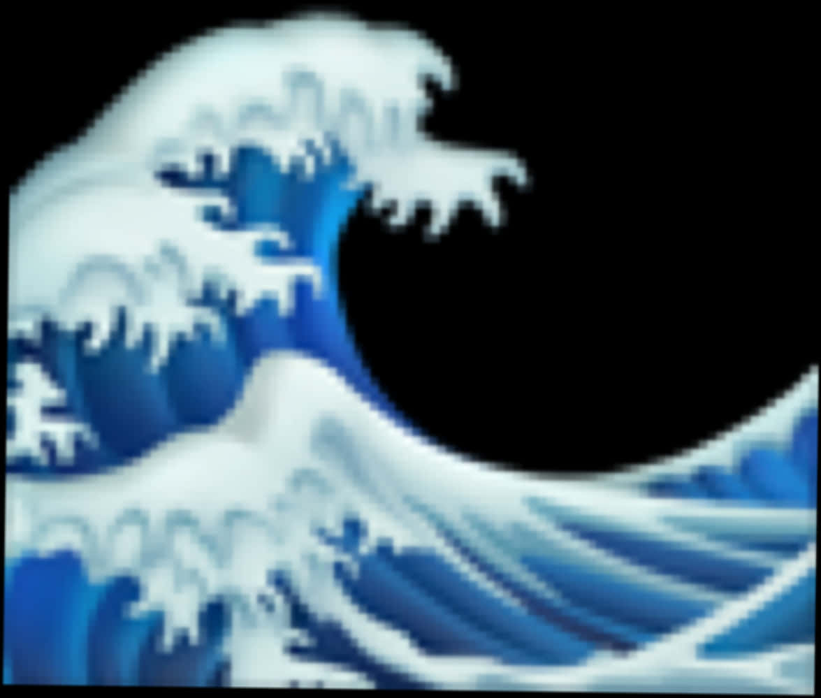 Blue Wave Emoji Art PNG Image