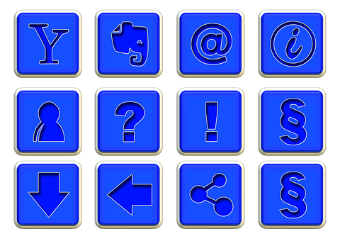 Blue Web Icons Set PNG Image