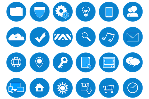 Blue Web Icons Set PNG Image