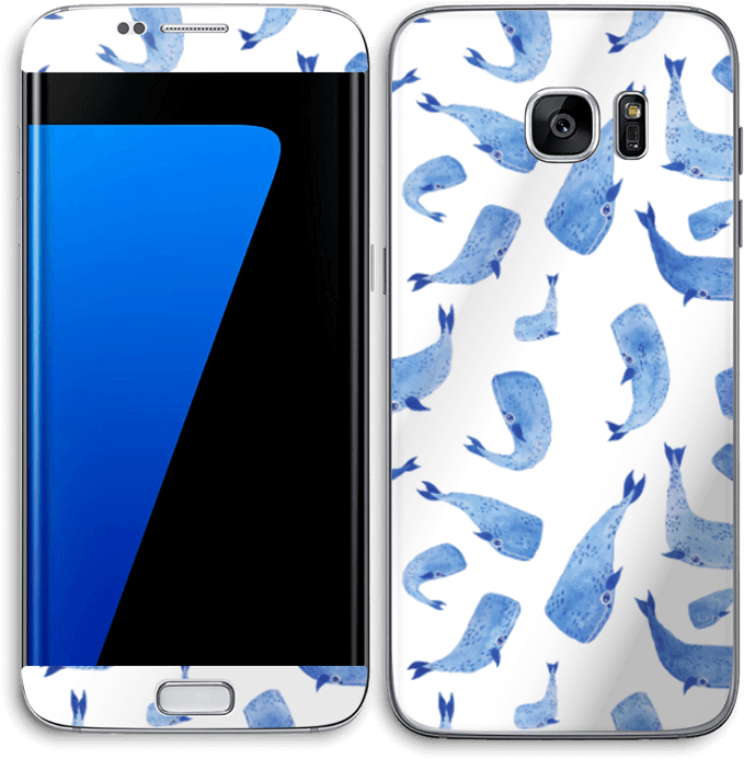 Blue Whale Pattern Smartphone Design PNG Image