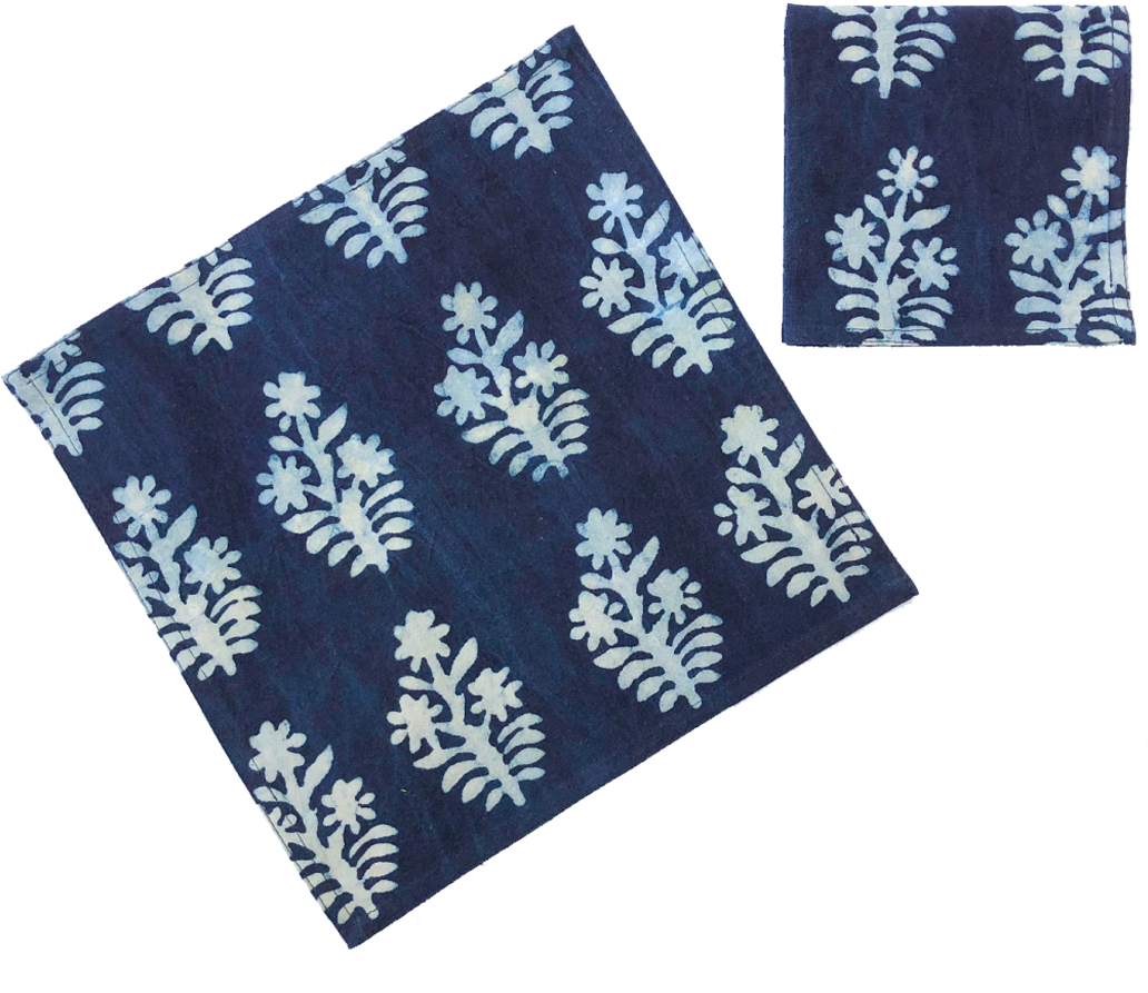 Blue White Floral Napkin Design PNG Image