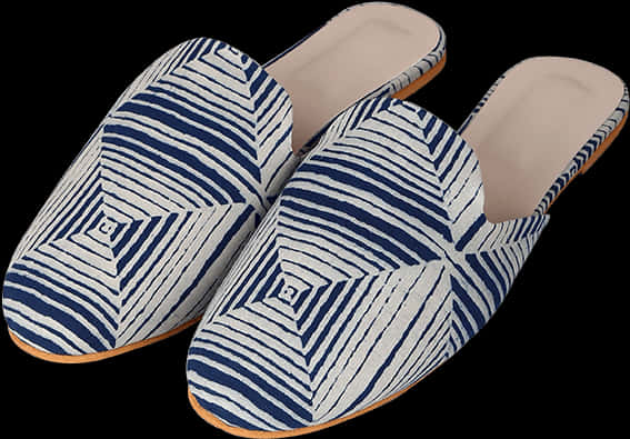 Blue White Geometric Pattern Women Slippers PNG Image