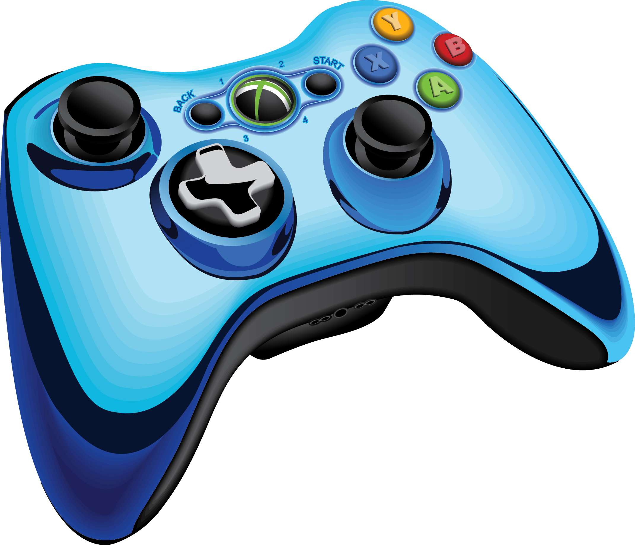 Blue Xbox360 Controller PNG Image