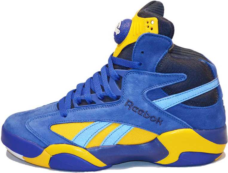 Blue Yellow Reebok High Top Sneaker.png PNG Image