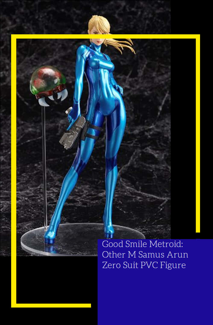 Blue Zero Suit Samus Figure PNG Image