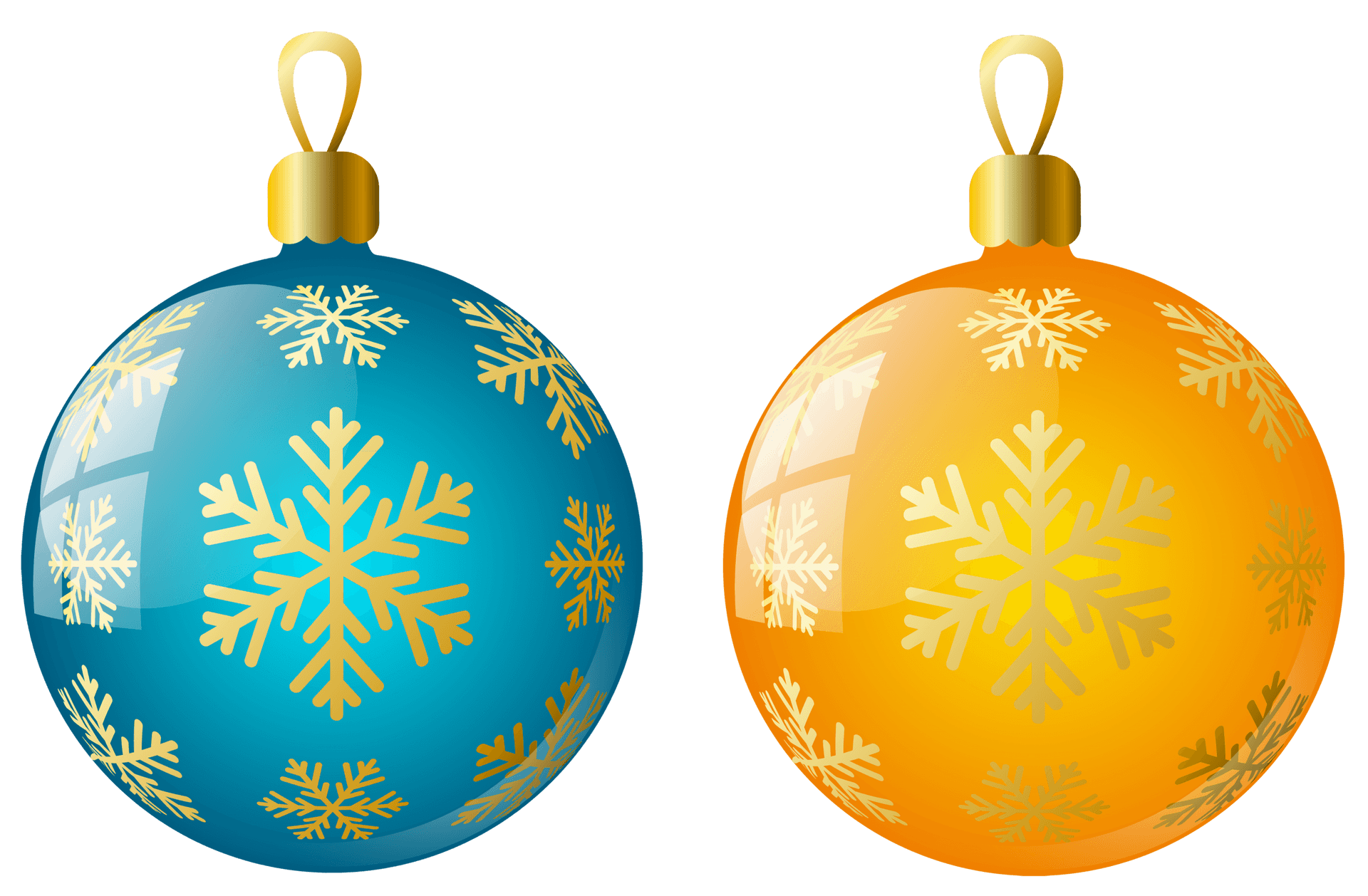 Blueand Gold Christmas Ornaments PNG Image