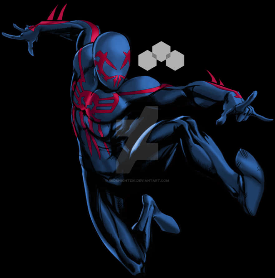 Blueand Red Spiderman Pose PNG Image