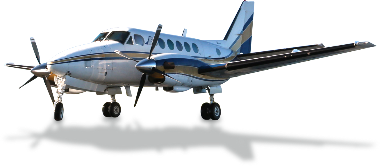 Blueand White Turboprop Aircraft PNG Image