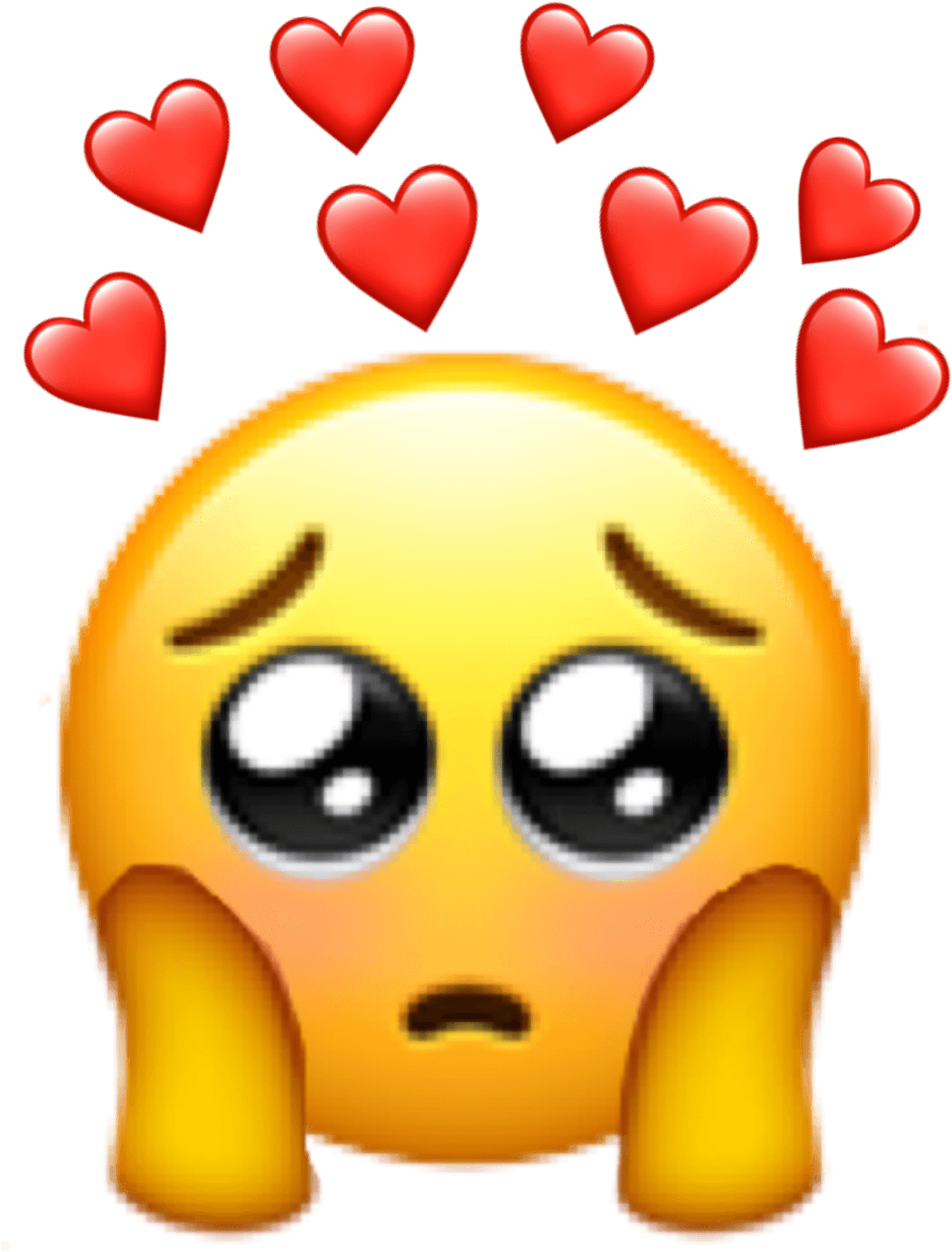 Blushing Emoji Surroundedby Hearts.png PNG Image