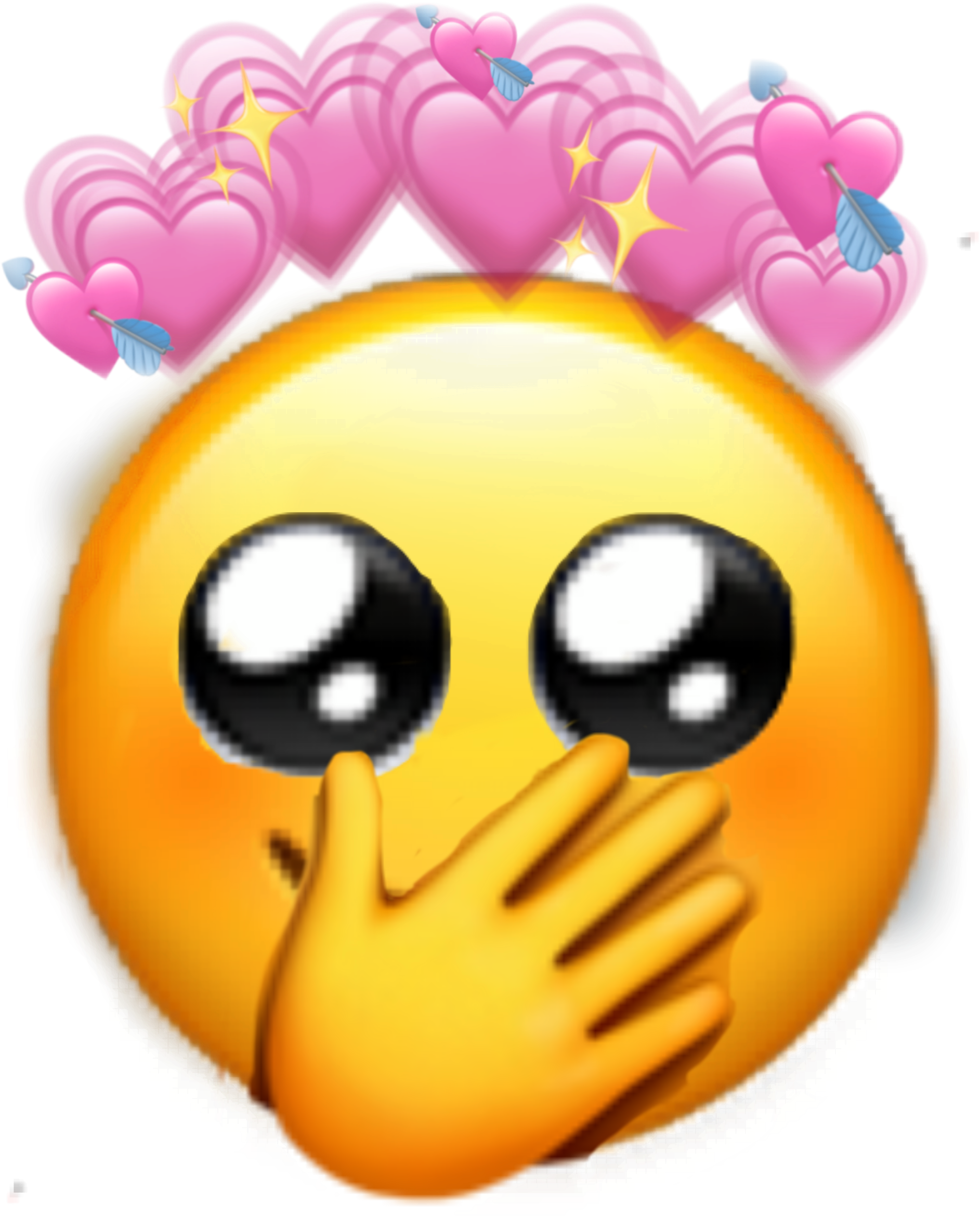 Blushing Emoji With Hearts PNG Image