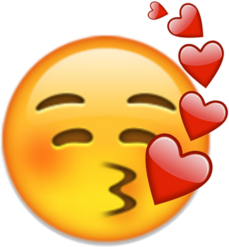 Blushing Emojiwith Hearts PNG Image