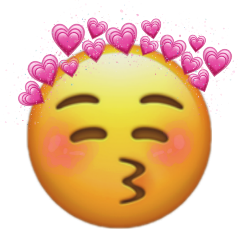 Blushing Emojiwith Hearts PNG Image