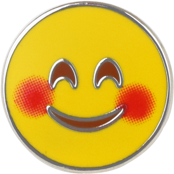 Blushing Smiley Face Emoji Pin PNG Image