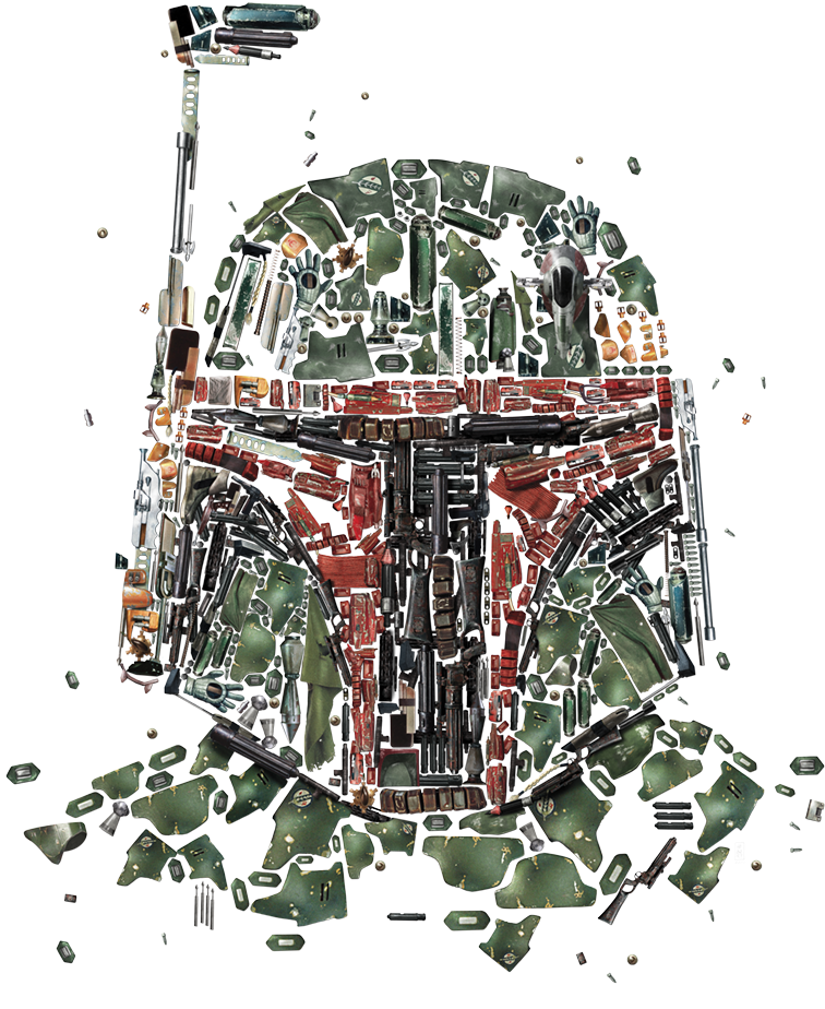 Boba Fett Helmet Deconstructed Art PNG Image