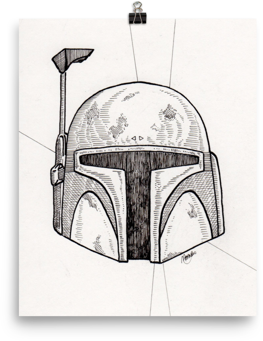 Boba Fett Helmet Sketch PNG Image