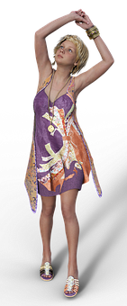 Bohemian Chic Fashion Pose PNG Image