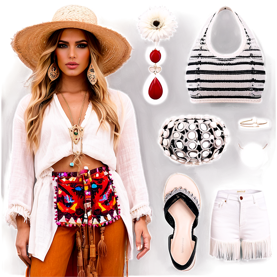 Bohemian Fashion Essentials Png Bag PNG Image