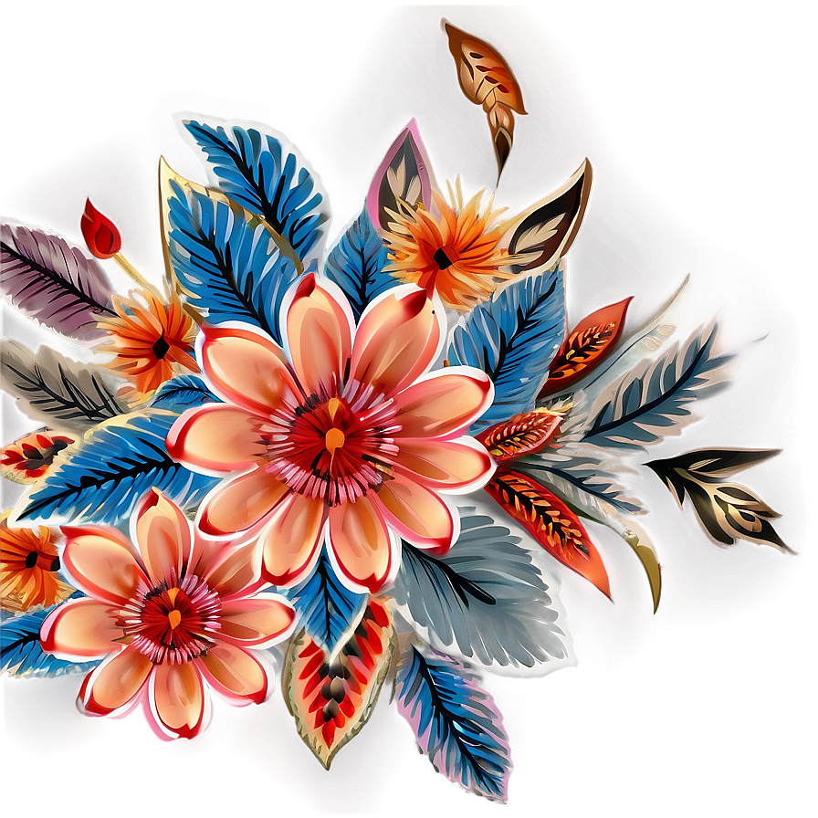 Boho Floral Pattern Png Oyh PNG Image