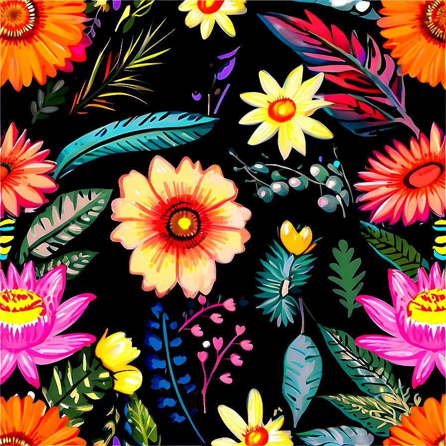 Boho Flowers A PNG Image