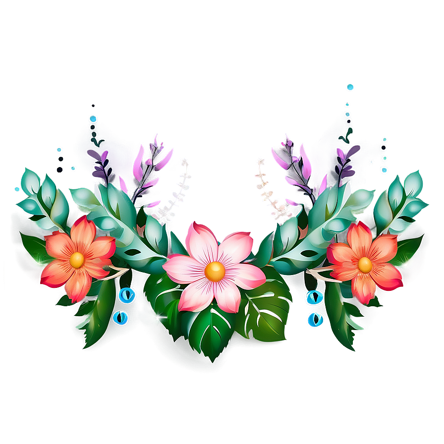 Boho Flowers C PNG Image