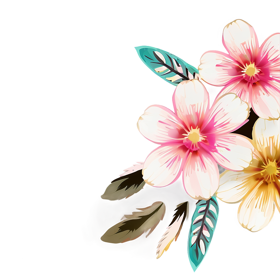 Boho Flowers Clip Png 6 PNG Image