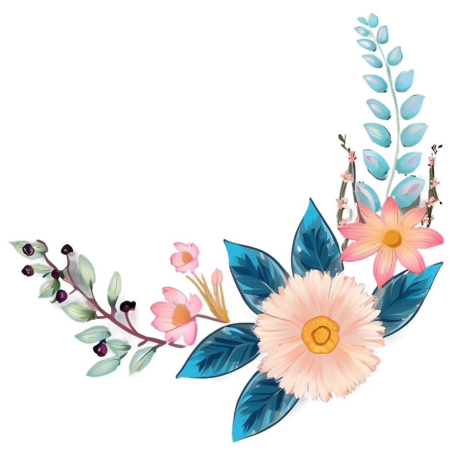 Boho Flowers Composition Png Ixa PNG Image