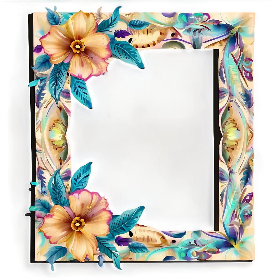 Boho Flowers Frame Png 29 PNG Image