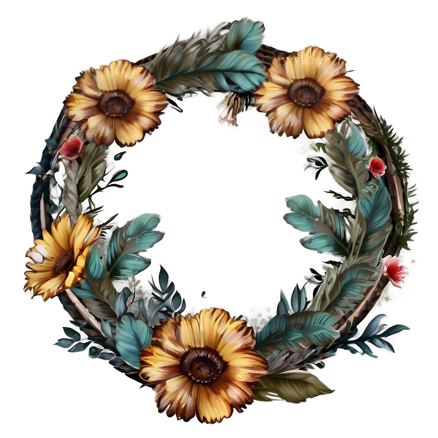 Boho Flowers Frame Png 41 PNG Image