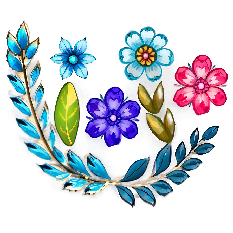 Boho Flowers Set Png 3 PNG Image