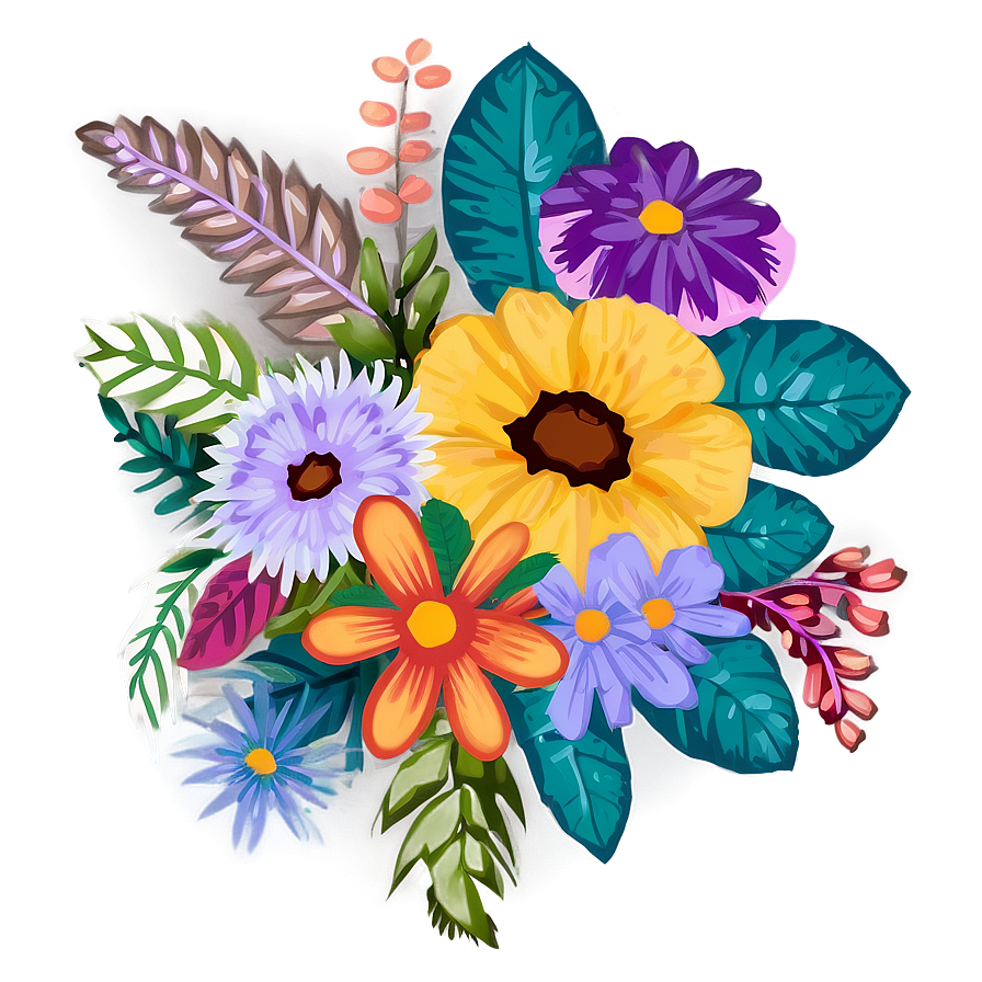 Boho Flowers Set Png Lxu PNG Image