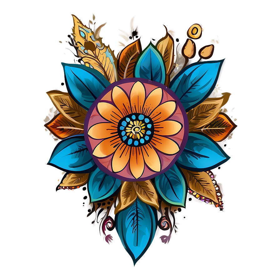 Boho Flowers Tattoo Png Kiu PNG Image