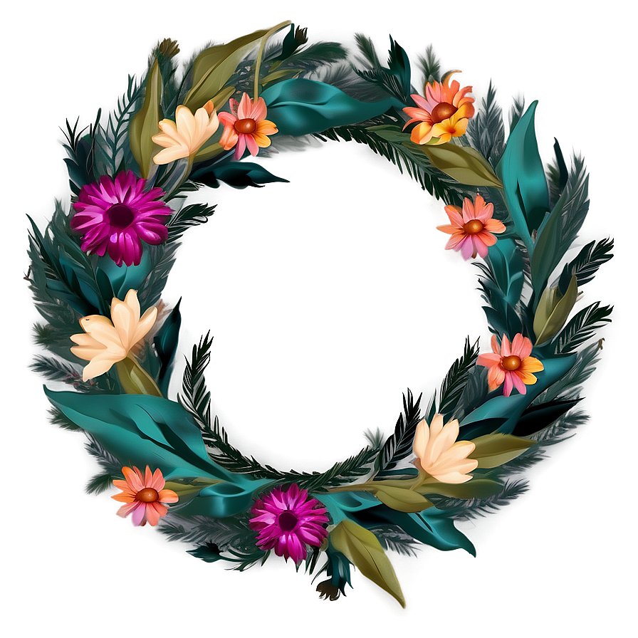 Boho Flowers Wreath Png Dkx97 PNG Image