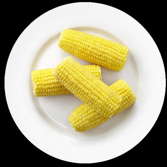 Boiled Corn Cobson White Plate PNG Image