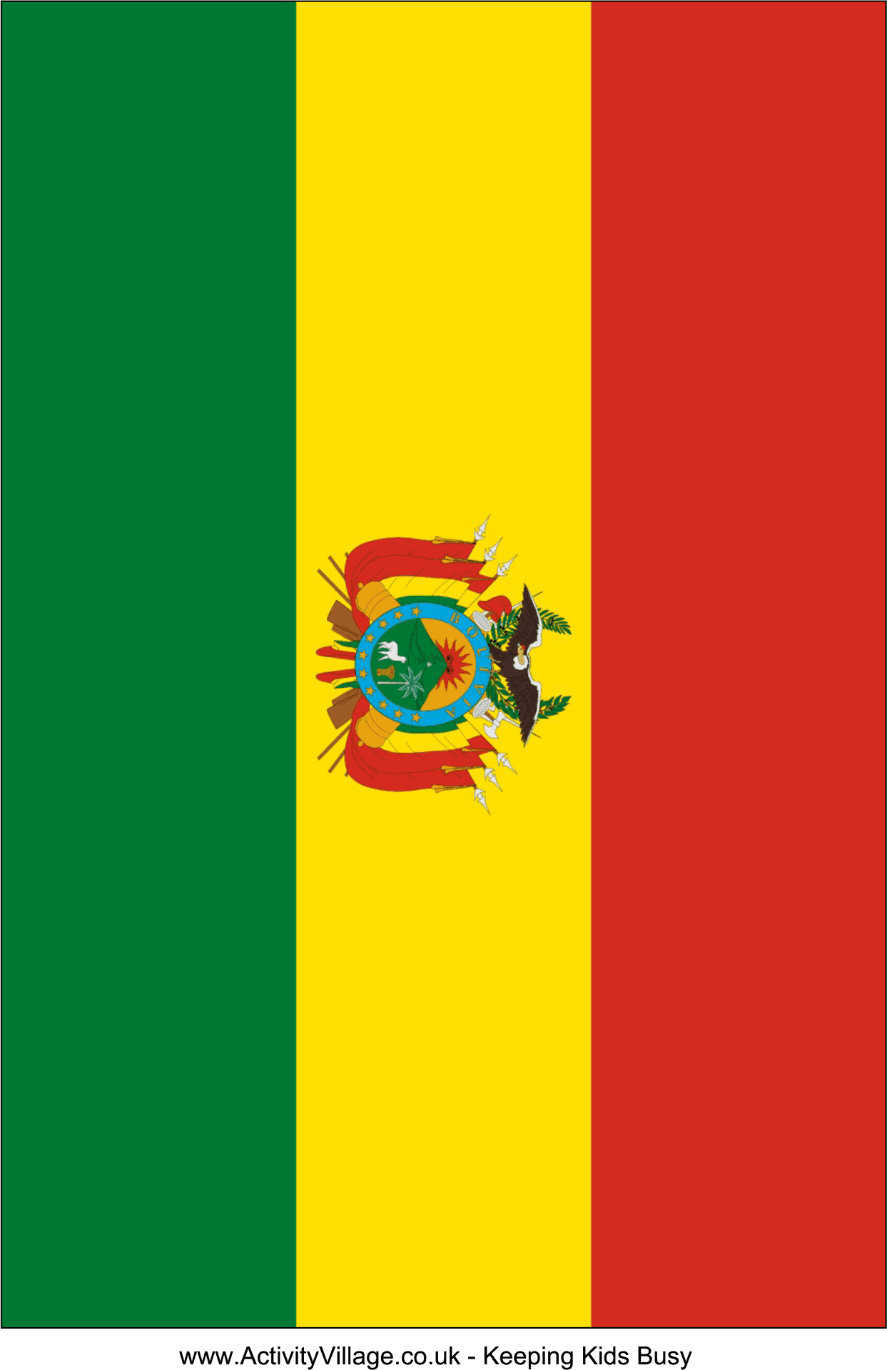 Bolivian Flag Vertical Display PNG Image