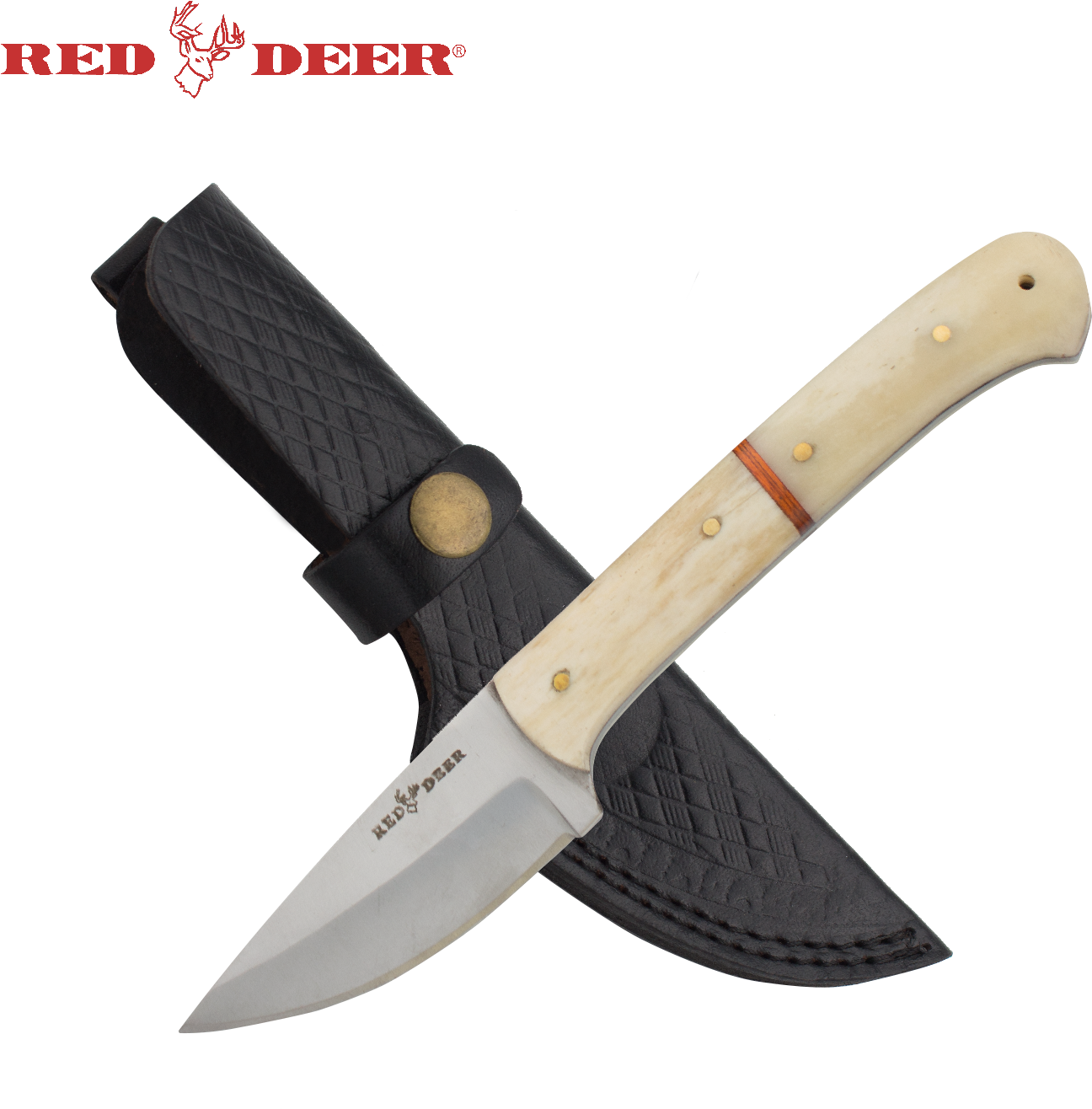 Bone Handle Hunting Knife With Sheath PNG Image