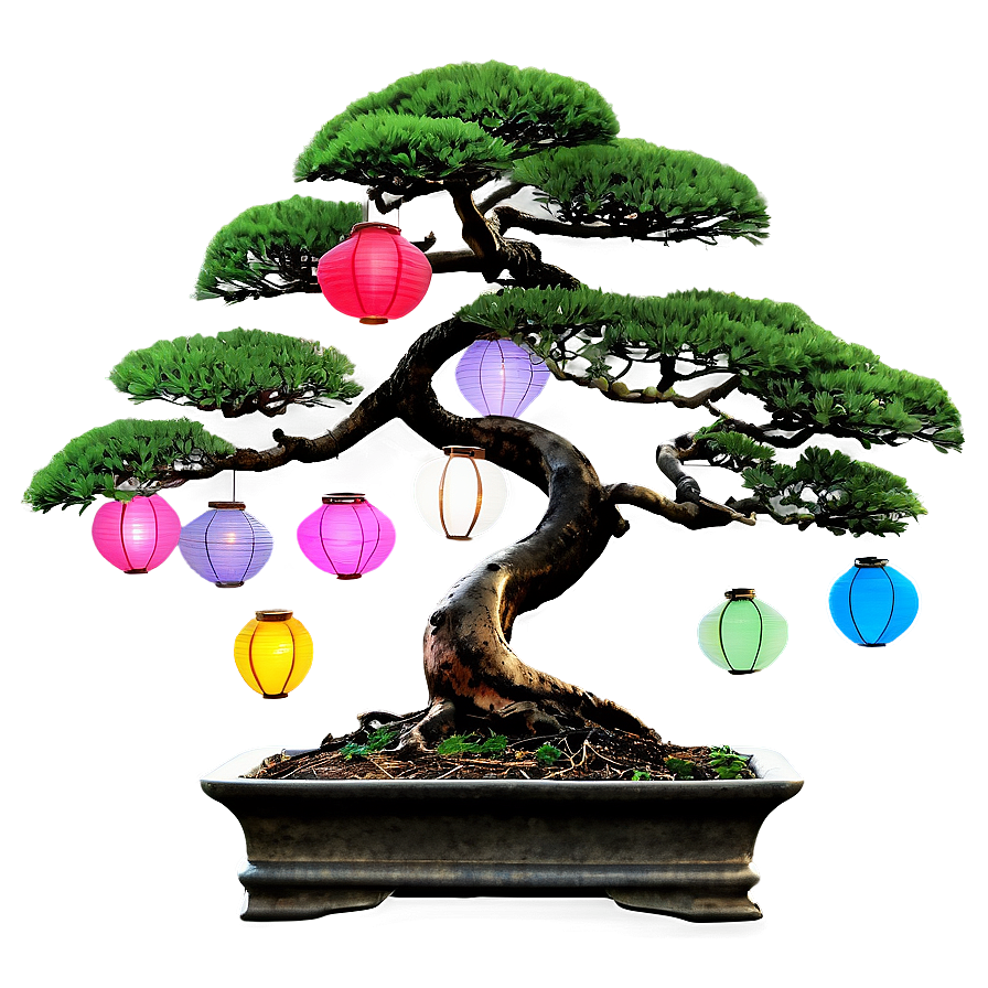 Bonsai Tree With Lanterns Png 11 PNG Image