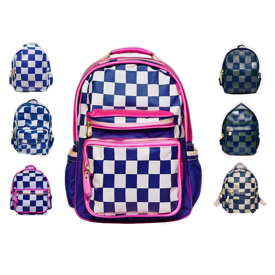 Book Bag In Checkered Pattern Png 87 PNG Image