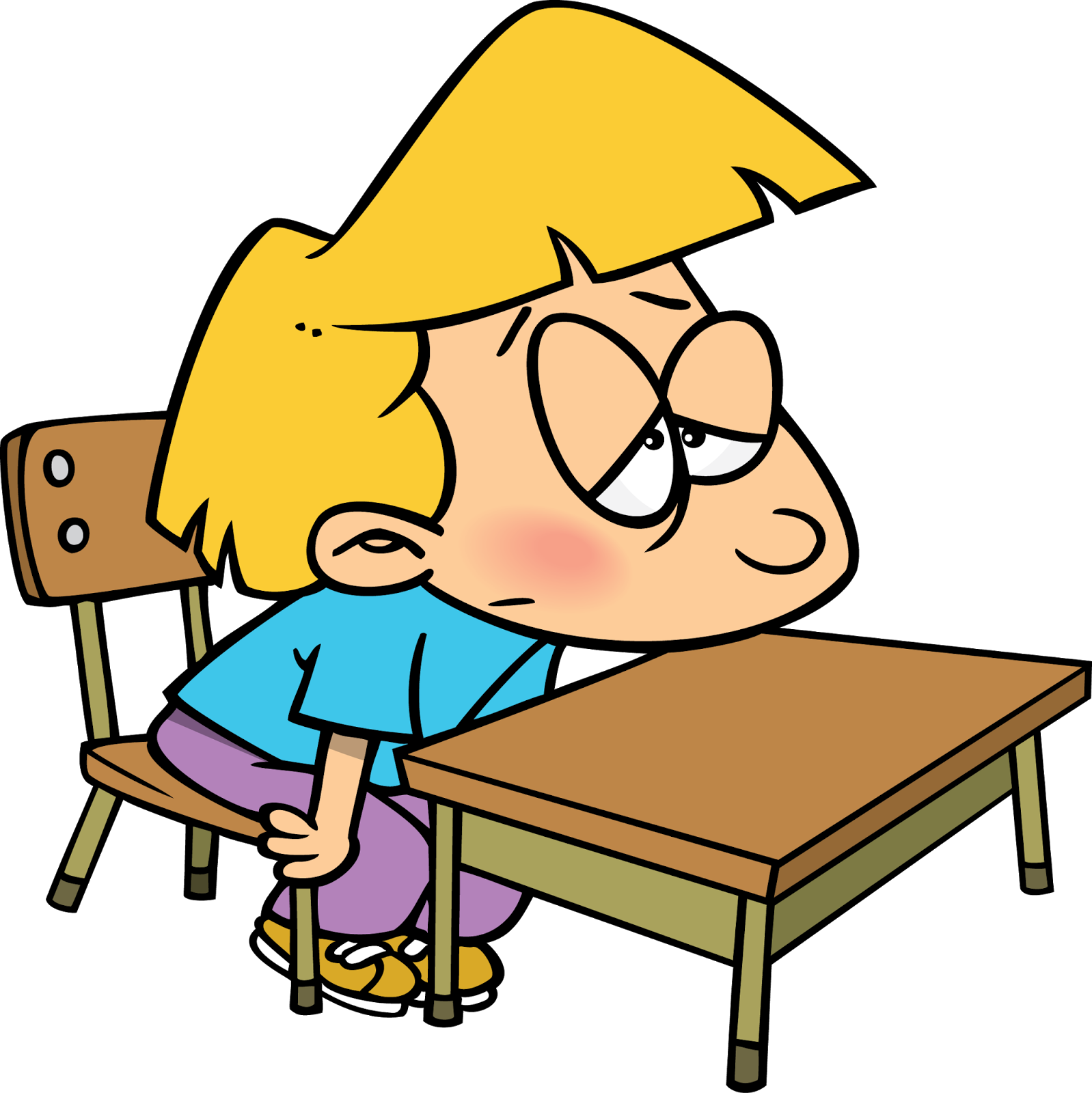 Bored Blond Child Cartoon PNG Image