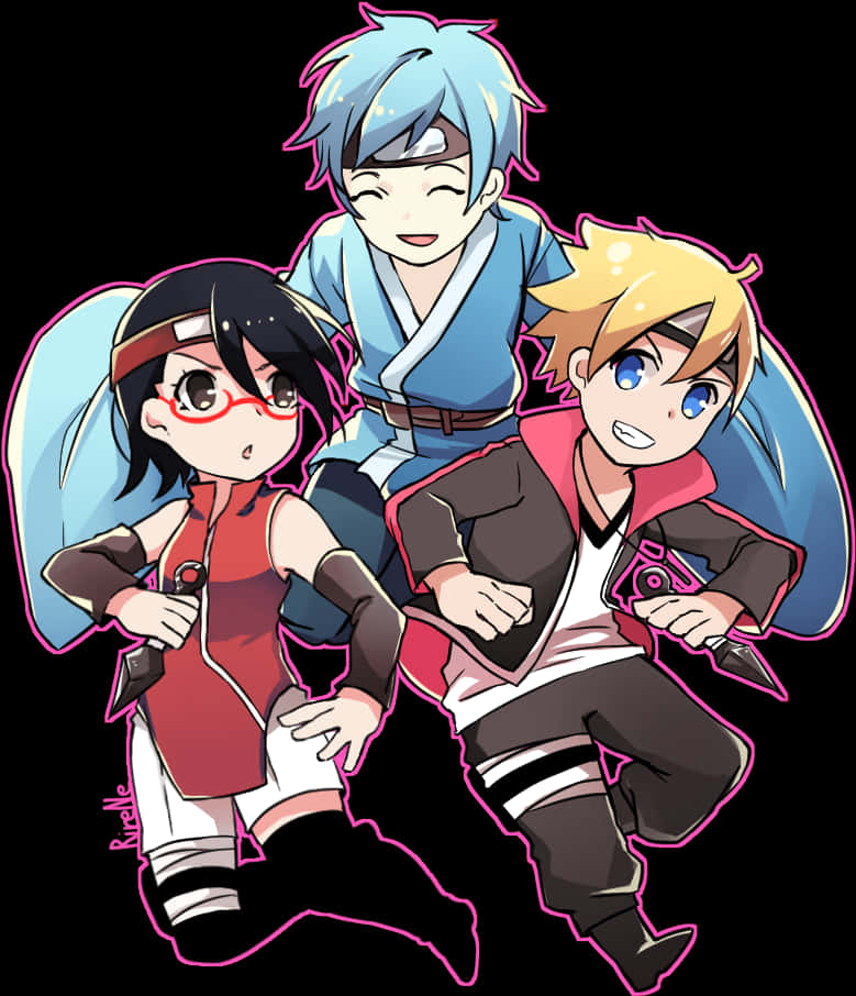 Boruto Team7 Chibi Artwork PNG Image